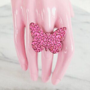 Pink Butterfly Stretch Ring